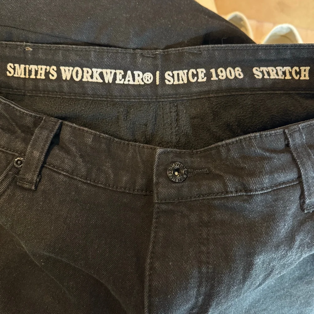Smith's Premium Workwear Black Fleece Lined Denim Jeans Chore Work Wear Rugged